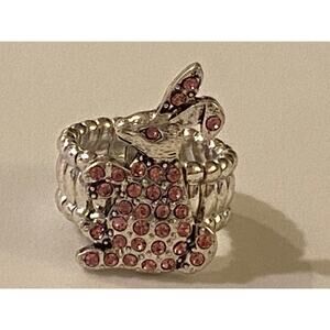 Easter Bunny Crystal Silver stretch Ring